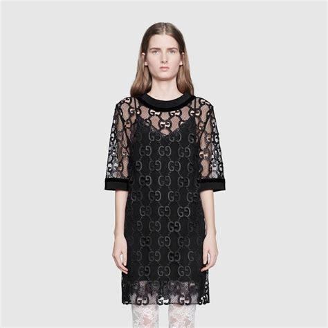 gucci oversized t shirt dress|Gucci macrame lace trim dress.